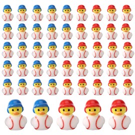 50pcs Miniature Baseball Resin Duck, Mini Baseball Duck Party Favors Micro Landscape Ornament House Garden Accessories for Home Landscape Garden Favors (Blue and Red)