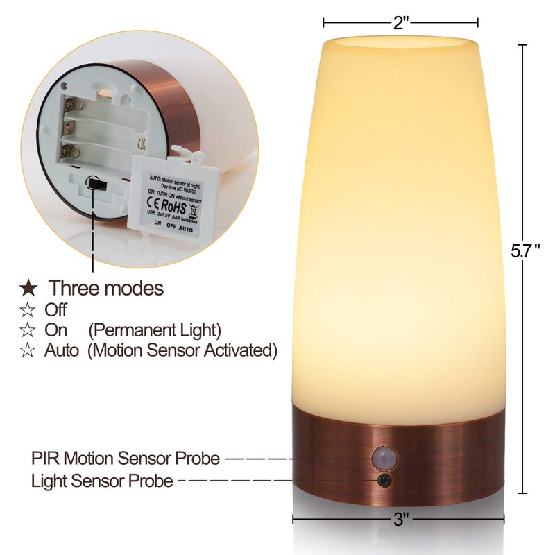 BETUS Motion Sensor Night Light, Battery Operated Lamp with 2