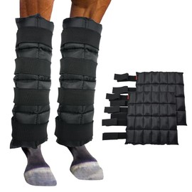 Ice Boots for Horses Ice Pack Wraps, Equine Ice Packs for Horses Injuries & Hock Swelling, 2 Reusable Cooling Therapy Gel Ice Wraps for Horses Legs with Adjustable Straps, Black 16.9" x 16.1"