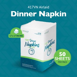 Morcon Valay 417VN Paper Napkins with Linen-Feel for Events & Restaurants, Upscale Dining Parties or Weddings, Durable and Absorbent White Paper Dinner Napkins Disposable, 1/8 Fold, 300 Count
