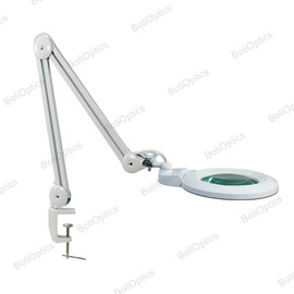 (6 inch Glass Lens) Professional LED Magnifying Lamp with Clamp, Dimmable, 1200 Lumens, 5600K-6000K Daylight Bright 60 SMD LED, Work Light Mounting Bracket Clamp (5 Diopter) BoliOptics MG16304221