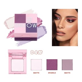 3-in-1 Mini Eyeshadow Box, Pearlescent Polarized Matte Color Optional, Long-lasting Blendable Eyeshadow, Three-dimensional Natural, Suitable For Beginners, Women's Eye Makeup Shiny(White sugar)