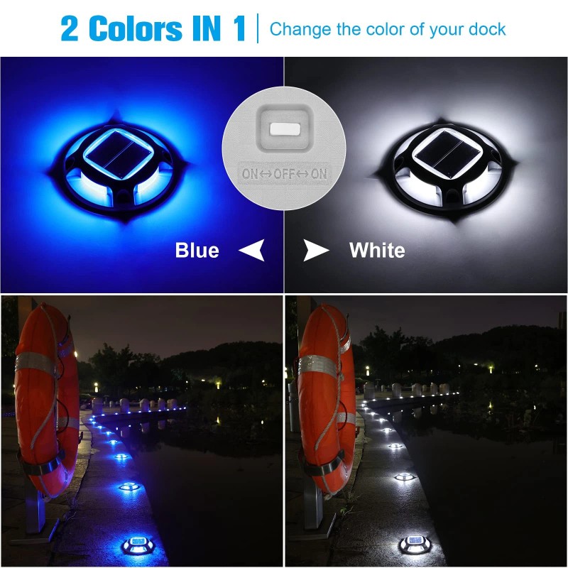Volisun Solar Dock Marine Lights 12 Pack,2 Colors in 1,Outdoor
