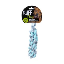 Ruff Play TPR/Rope Dental Tug Dog Toy, Large, Blue - Teething Toys, Durable Dog Chew Toys, Rubber Chew Toys, Dog Rope Toy for Teeth Cleaning, Aids Dog's Dental Health