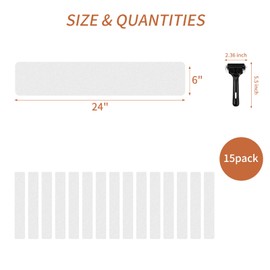 Vandetai Clear Stair Treads Non Slip for Wood Steps Indoor Anti Slip Stair Grips & Outdoor, Strong Grip Transparent Safety Strips for Dogs & Elderly (15 Pack, 6" X 24")