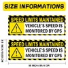 Yellow Vehicle Speed Monitored by GPS Vinyl Magnet Label 10"x3.5"