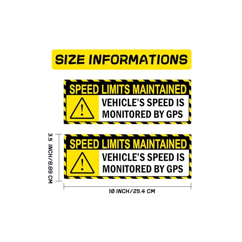 Yellow Vehicle Speed Monitored by GPS Vinyl Magnet Label 10"x3.5"
