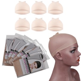 Dixtefo 6 Pcs HD Wig Cap, Wig Caps for Lace Front Wigs, Brown Stocking Wig Cap for Women, Bald Cap for Wigs (6pcs, Dark Brown) (Brown color, 22 Inch)