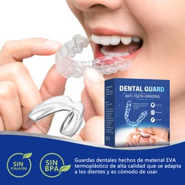 4 PCS Guarda Dental para Dormir, Protector Bucal de Dientes para Detiene Bruxismo, Roncar y Elimina Apriete de Dientes.Talla única y Ajustable para Perfectamente a Cualquier Tamaño de Boca. Sin BPA.
