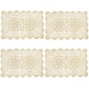 kilofly Crochet Cotton Lace Table Placemats Doilies Set, 4pc, Oblong,
