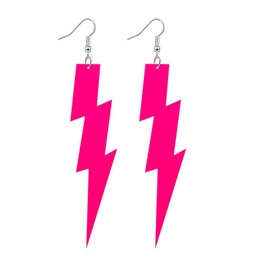 Women's 80s Earrings, Flash Earrings, Neon Earrings, 80s Pink, 90s Outfit, Women's Accessories, Women's Lightning Vintage Earrings, for Theme Party, Costume, Party, Masquerade, Women, Girls, NO, No