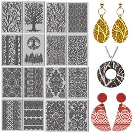 CONCHLERY 16 Sheets Tree Clay Texture Mat Lace Element 4x2.6 Inch