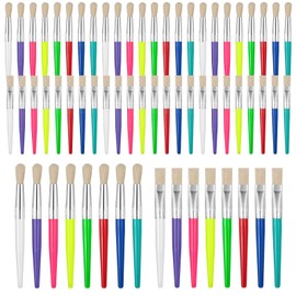 64 Pcs Paint Brushes Sets for Kids Toddler Art Supplies Large Chubby Round and Flat Brush for School Washable Acrylic Oil Paint