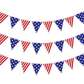 Hinggif 4th of July Party Supplies Banner, American Stars and Stripes Flag Bunting Triangle Banner Patriotic Party Decoration for Independence Memorial Day Party Supplies