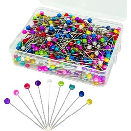 Cezmkio Pins with Head Pack of 600, 38 mm Length Pins, 4 mm Colourful Glass Head Pins, Ball Pins with Head for Sewing Seams, Decoration of Jewellery Components