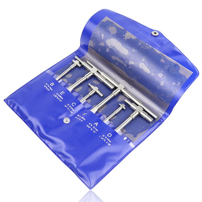 6Pcs/Set Telescopic Gauge Set 8-150mm Adjustable Inner Diameter Gauge Self-Centering