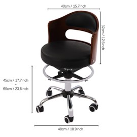 Ergonomic Saddle Stool Lift Stool Swivel Rolling Saddle Chair Hydraulic Adjustable Stool Shop Stool Spa Hairdresser Chair with Backrest 5 Wheels for Barber Salons(Height 17.7-23.6")