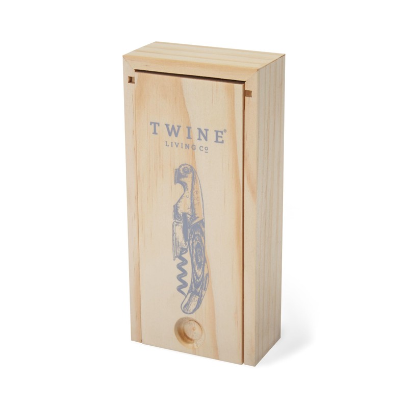 Twine Wood Handle Double HInged Corkscrew, Stainless Steel Wine Key