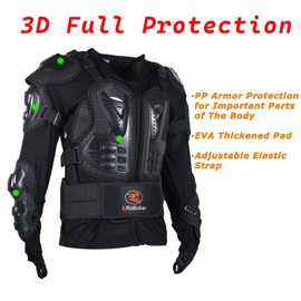 Ridbiker Motorcycle Full Body Armor Protector Removable Racing Jacket Motocross Spine Chest Motocross Protective Shirt (Black, L)