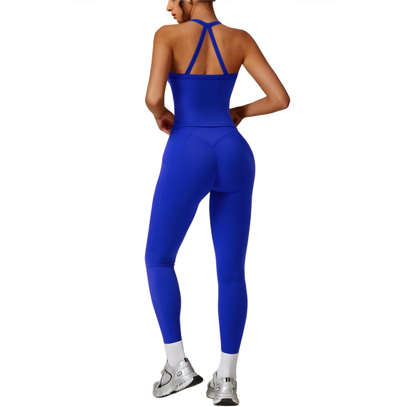 RXRXCOCO Cross Back Workout Sets for Women 2 Piece Padded