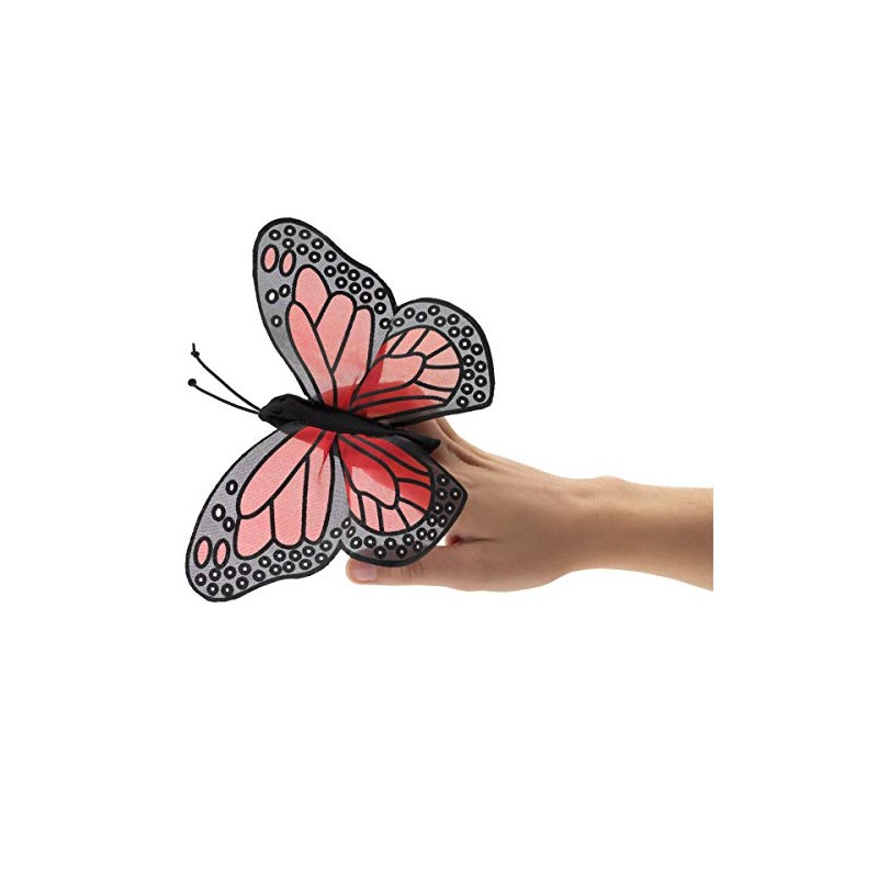 Folkmanis Mini Monarch Butterfly Finger Puppet, Orange, Black