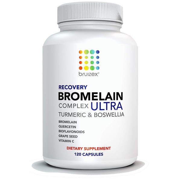 BRUIZEX Ultra Bromelain and Quercetin Bruising Relief Supplement, 120 Capsules | Bruised Skin, Trauma Recovery and Swelling Surgery Supplements | Contains Bromelain, Quercetin, Turmeric and Boswellia