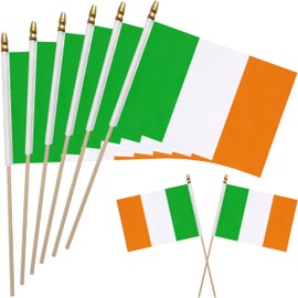 WEITBF 12 Pack 8×12 Inch Ireland Flags Small Irish Flags on Stick Mini Handheld Flag Outdoor Decorations