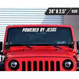 1 pcs Powered by Jesus Windshield Banner Sticker Decal, 20 inches - Car Sticker Window Decal
