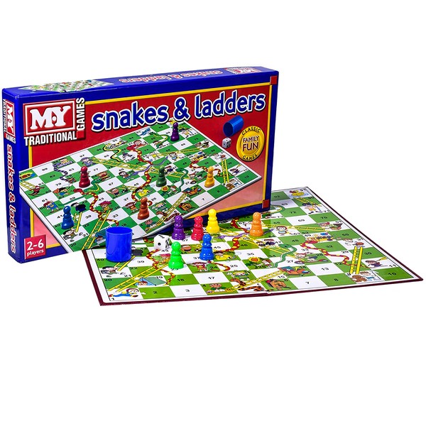 Snakes and Ladders Board Game, Traditional Game for Kids &