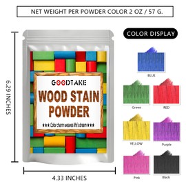 GOODTAKE 7 Colors Wood Stain Powder, Wood Dye Stain Powder That Makes Vibrant Wood, Premium Fast Dry Wood Stain Powder for Crafts, Multiple Finishes - for Indoor Outdoor Wooden (7 Colors)