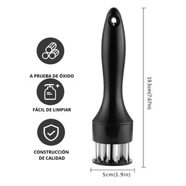 U Chef Ablandador de Carne con Aguja de Acero Inoxidable Ultra Afilada de 20 Cuchillas para Ablandar Pollo, Carne de Res, Filete, Ternera y Cerdo