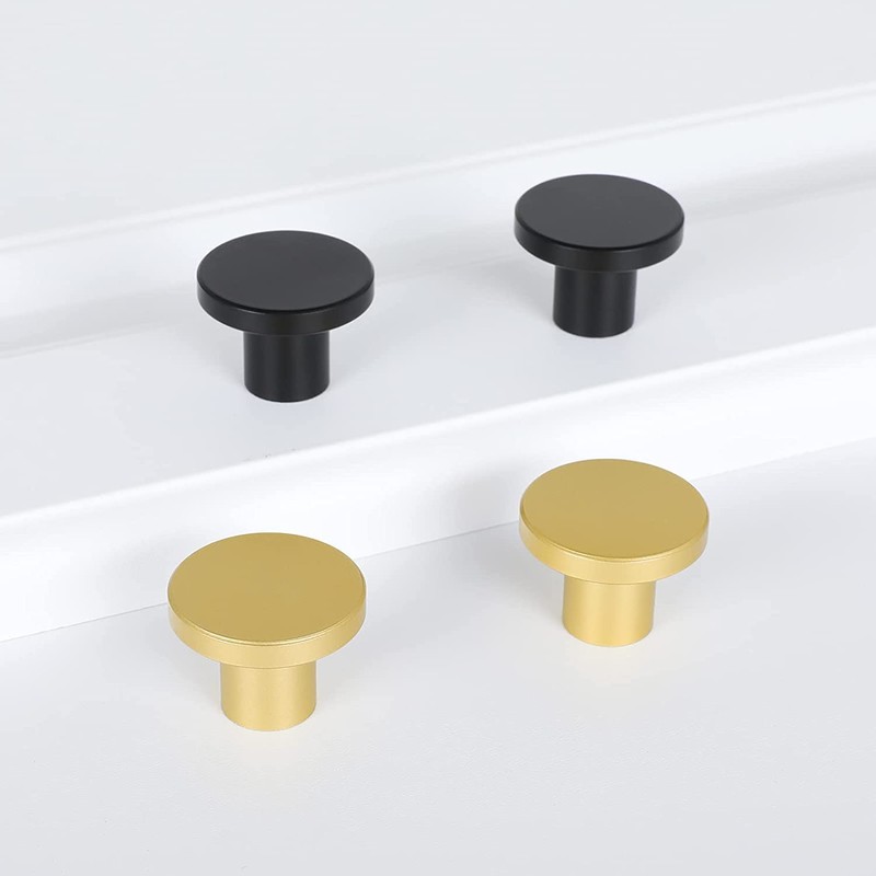 homdiy 10 Pack Round Dresser Knobs Gold Cabinet Knobs, LS7069BB