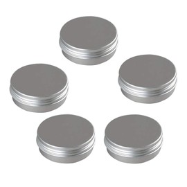 Dophee 60ml 5pcs Aluminum Screw Cap Tin Makeup Refill Containers Cream Case Ointment Container Aluminum Tin Travel Cosmetic Containers Lightweight Durable Good Seal Perfect for Lip Balm, Nail Balm and