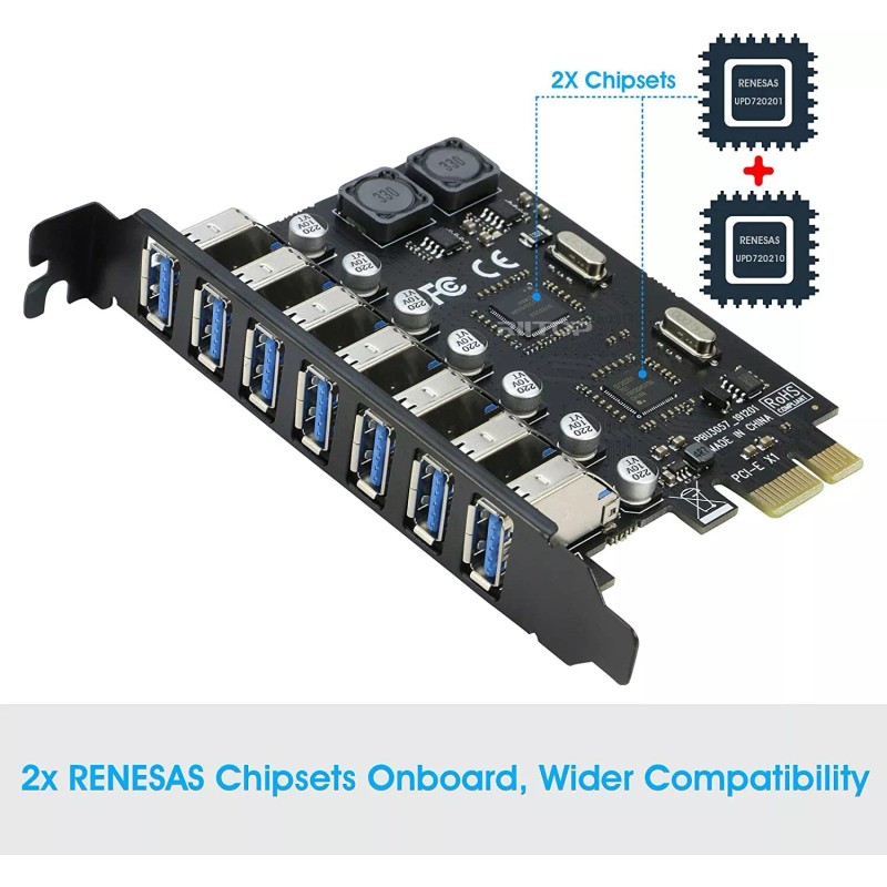 RIITOP USB 3.0 PCI-e Expansion Card 7Port, RIITOP PCI-e x1