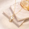 Imohen&Sam Cross Necklace for Women,14K Gold Plated Mother of Pearl