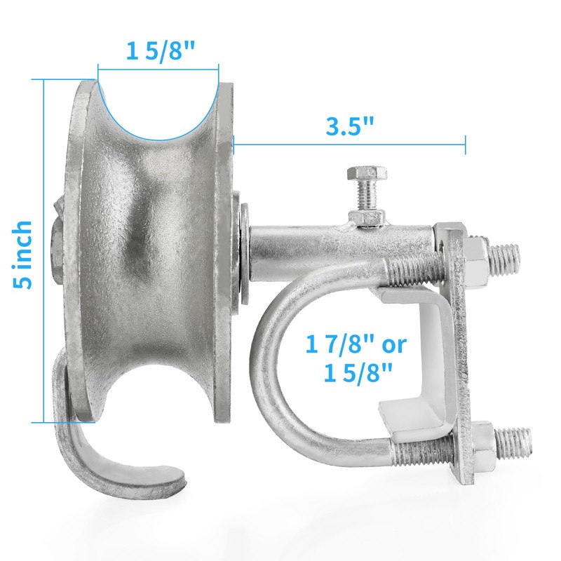 Sliding Gate Rollers, 5" Rear Pipe Track Wheels for Chain