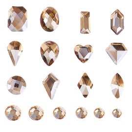 3120 Champagne Diamond Nail Rhinestones, HOINCO Crystal Nail Rhinestones, 3D Mixed Size Crystal AB Flat Bottom Gemstone for Nail Art DIY Craft Decoration with Crayon Tweezers