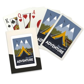 Wallowa Lake, Oregon, Say Yes to Adventure (Tent), Vector Style (52 Playing Cards, Poker Size Card Deck with Jokers)