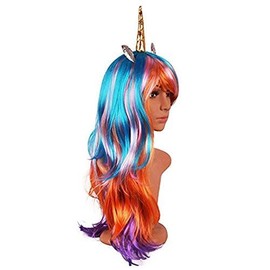 Expression Gifts Unicorn Wig - Multi Color Rainbow Wig With Unicorn Horn And Ears