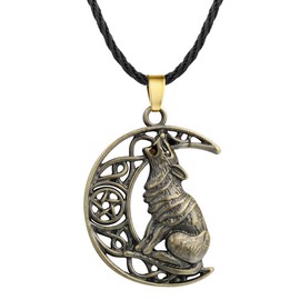 southbankstore Moon Wolf Necklace Pendant Vintage Norse Viking Wolf Head Necklace Choker Hollow Crescent Moon Statement Necklace for Women n Men Fashion Jewelry Gifts