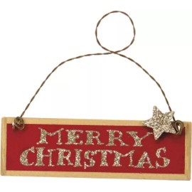 PBK Red "Merry Christmas" Tin/Metal Ornament/Sign/