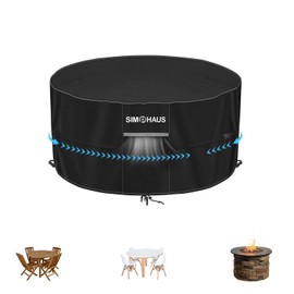 SIMPHAUS Cover Garden Furniture Round Table Cover Outdoor Weatherproof Garden Table Protective Cover Patio Furniture Waterproof 420D Oxford Fabric Diameter 92 x 71 cm