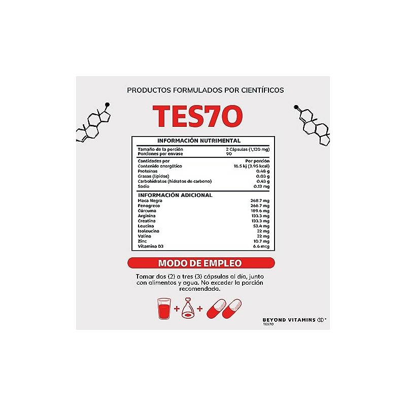 TES7O | HOMBRES | 10 ingredientes | Maca negra, Fenogreco,