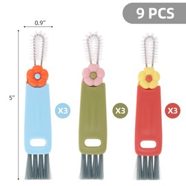9 Pcs 3 in 1 Cup Lid Cleaning Brush, Multifunctional Bottle Cleaning Brush, Cup Lid Gap Cleaner for Home Kitchen