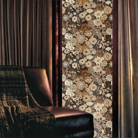 Boho Brown White Daisy Flowers Stained Glass Window Films Decorative Double-Side Privacy Film Self-Adhesive Static Clings for Living Room Bathroom Glass Windows Decor