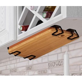 Nenluny 8pcs Under Cabinet Cutting Board Holder Pot Lid Organizer Rack Storage Stainless Steel Under Shelf Counter Chopping Board (Black)
