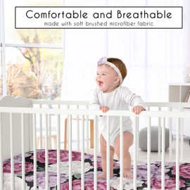 Sweet Jojo Designs Fitted Baby Crib Sheets (Shabby Chic Boho Floral) for Girls, Infant Nursery, Toddler Room - Standard Size (Black, Purple and Pink, Vintage, Flower, Watercolor, Bohemian, Farmhouse)