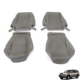 ANTUKO Leather Seat Cover Gray Driver Passenger Bottom Top Replacement for 2000-2007 Sequoia Tundra
