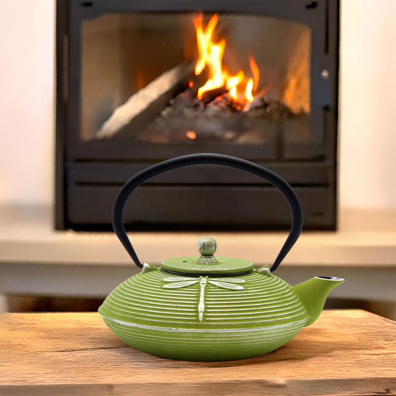 Cast Iron Teapot,SECHUDO Tea Kettle Coated with Enameled Interior for