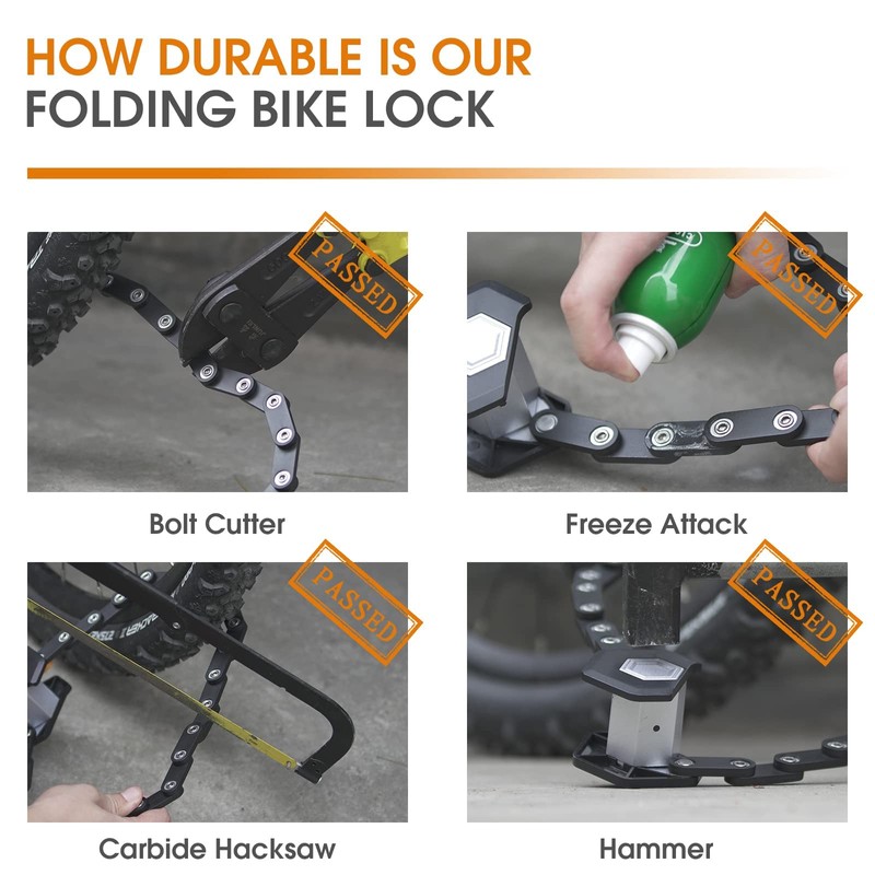 ICOCOPRO Folding Lock, 85 cm Bicycle Lock with Key &